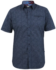 D555 Brody S/S Micro AOP Shirt With Button Down Collar Navy